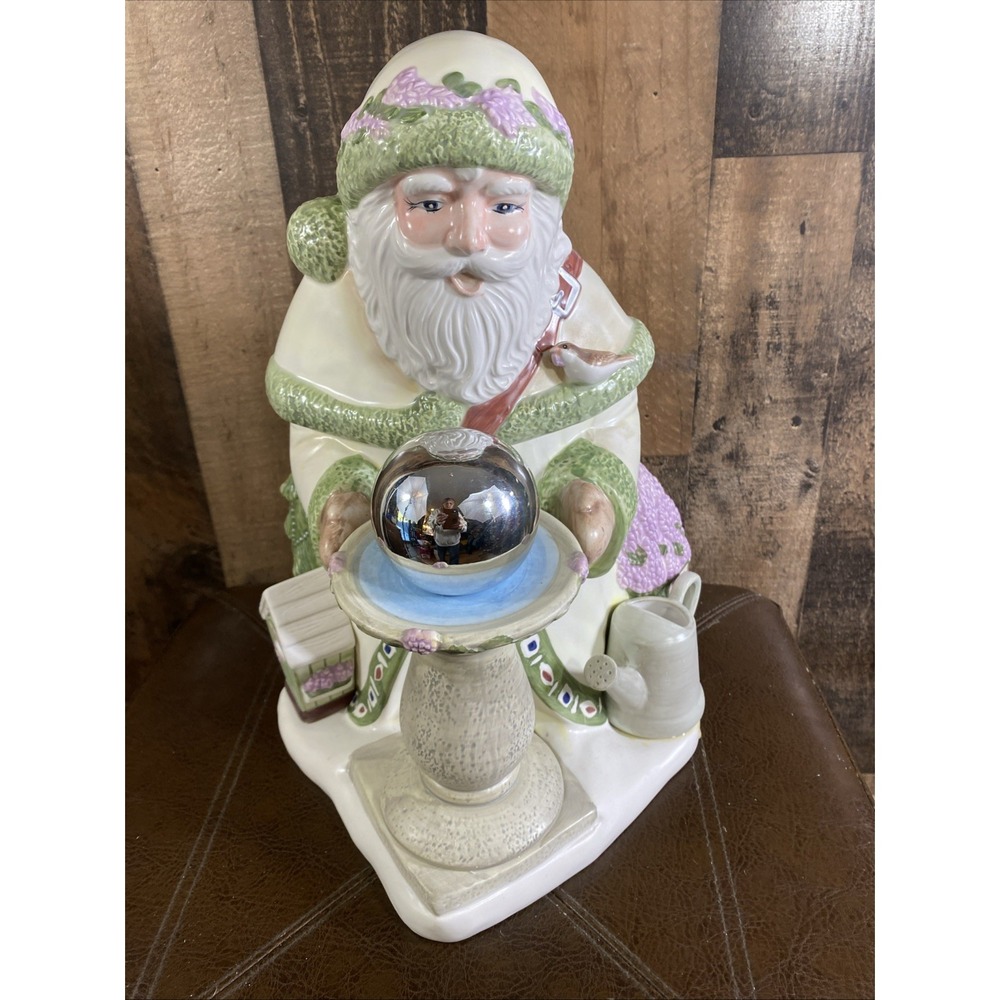 Pfaltzgraff Gazing Ball Santa Cookie Jar Naturewood Limited Edition 2000 Vtg